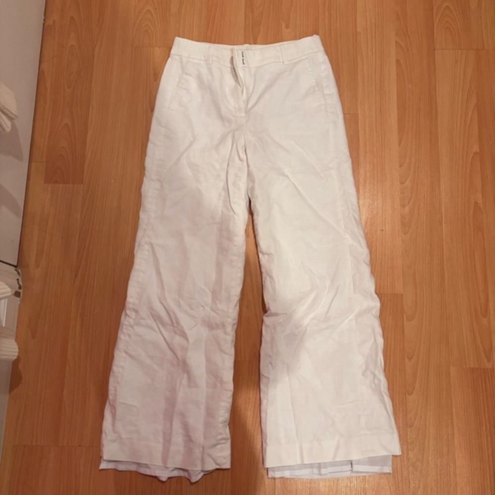 J. Crew Women’s Ivory White Linen Wide Leg Trousers